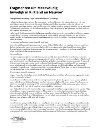 Fragmenten uit ‘Meervoudig huwelijk in Kirtland en Nauvoo’