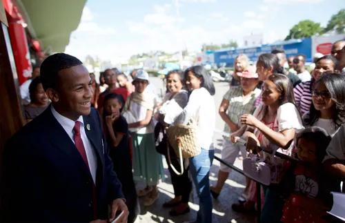 a returning missionary smiling at his family