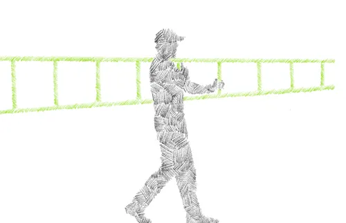 illustration of a man carrying a ladder