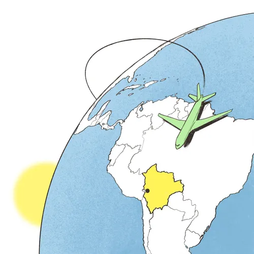 illustration of a plane circling the globe