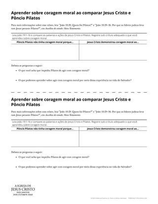 Material complementar: Aprender sobre coragem moral ao contrastar Jesus Cristo e Pôncio Pilatos