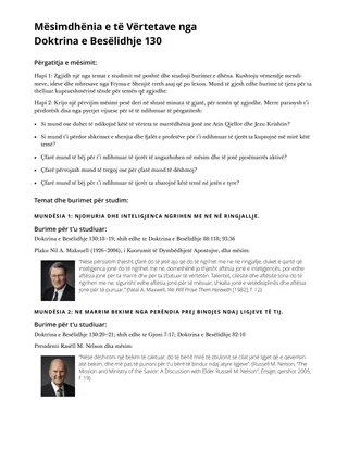 Mësimdhënia e të Vërtetave nga Doktrina e Besëlidhje 130