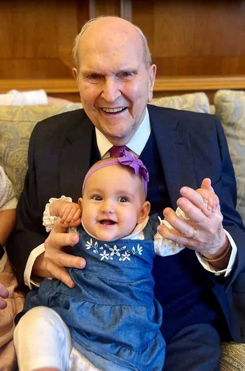 President Nelson with great-granddaughter.