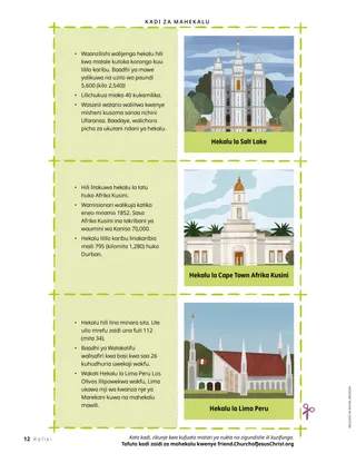 Kadi tatu za kukata zikiwa na kielelezo cha hekalu upande mmoja na mambo ya kufurahisha upande mwingine