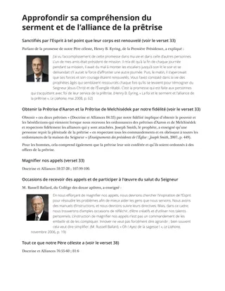 Approfondir sa compréhension du serment et de l’alliance de la prêtrise