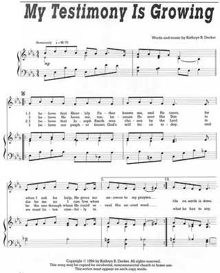 music, My Testimony Is Growing, left page