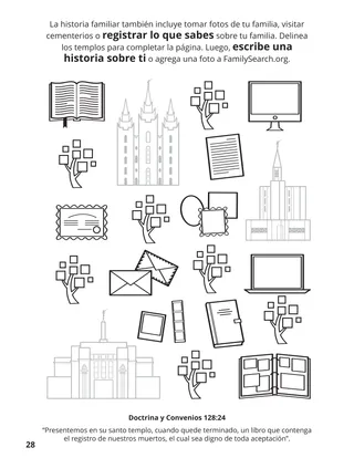 página 28 del libro para colorear “Congregar a la familia de Dios”