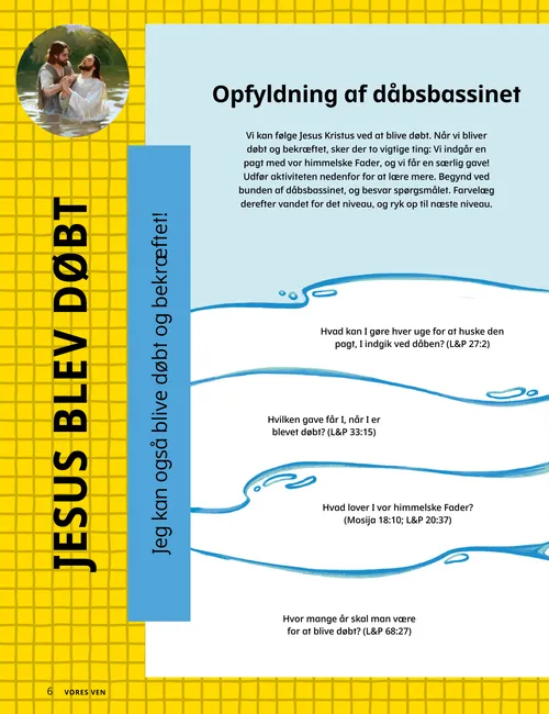 PDF-side med farvelægningsaktivitet af en pige, der bliver døbt