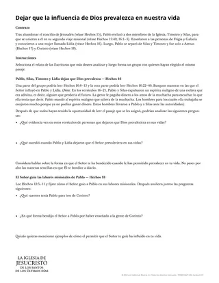 Volante: Dejar que la influencia de Dios prevalezca en nuestra vida