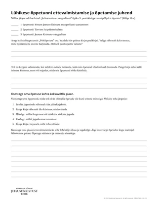 Lühikese õppetunni ettevalmistamise ja õpetamise juhend