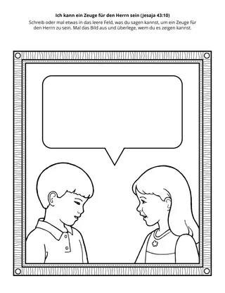 Seite mit der Aktivität für PV-Kinder: Ich kann ein Zeuge für den Herrn sein