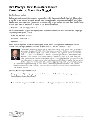 Kita Percaya Harus Mematuhi Hukum Pemerintah di Mana Kita Tinggal
