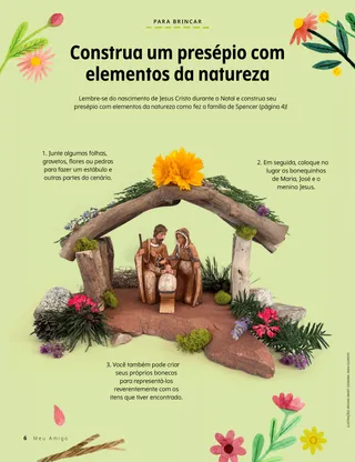 Página PDF de um presépio construído com objetos encontrados na natureza