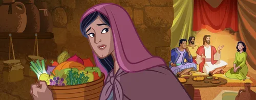 Martha serving her guests.