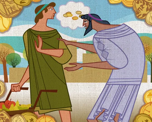 The servant demands money from another man.