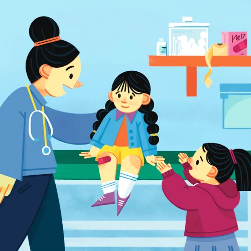 Хоёр охин сургуулийн сувилагчтай хамт