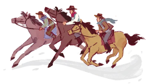 Pioneer men on horses