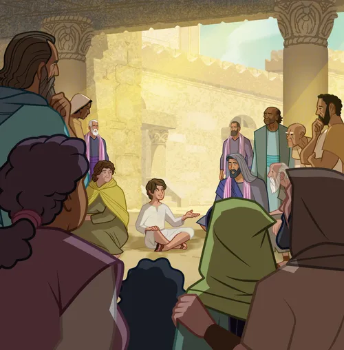 Jesus teaching in the temple.