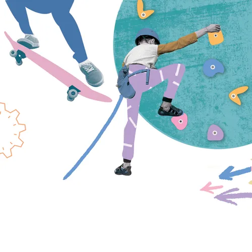 skateboarding and rock climbing