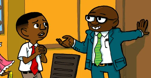 young man and bishop at church