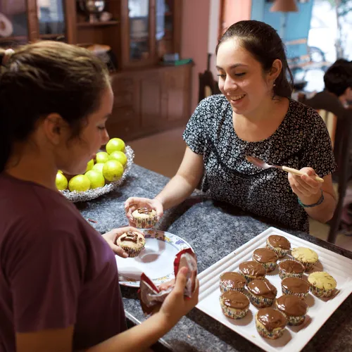 young women baking