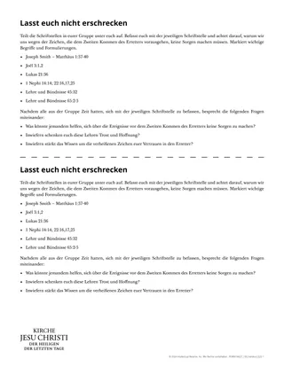 Arbeitsblatt „Beunruhigt euch nicht“