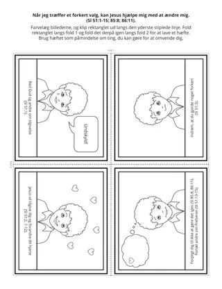 Primary aktivitetsside: Når jeg træffer et forkert valg, kan Jesus hjælpe mig til at ændre mig