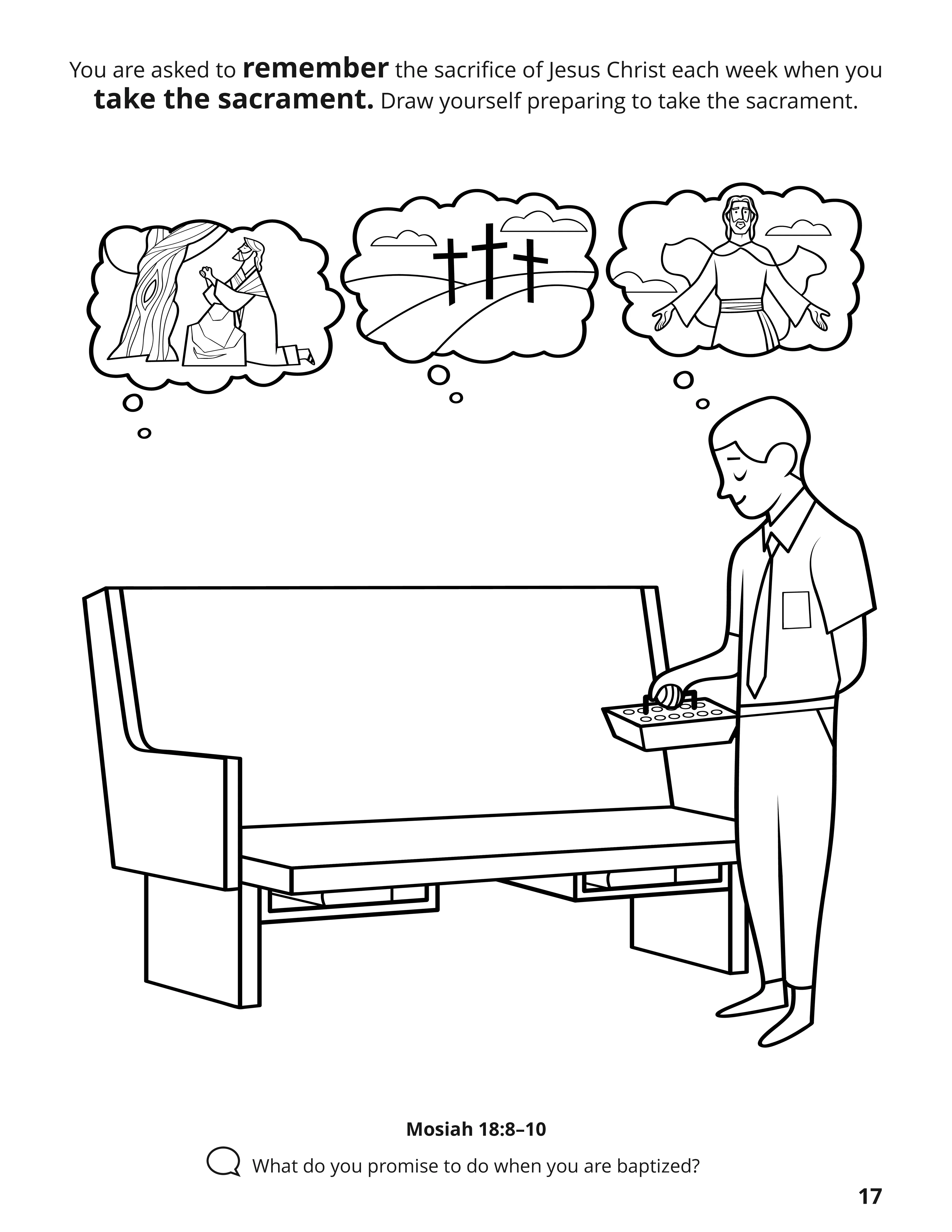 Page 17 of the coloring book Gathering the Family of God