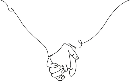 a drawing of two hands linked together