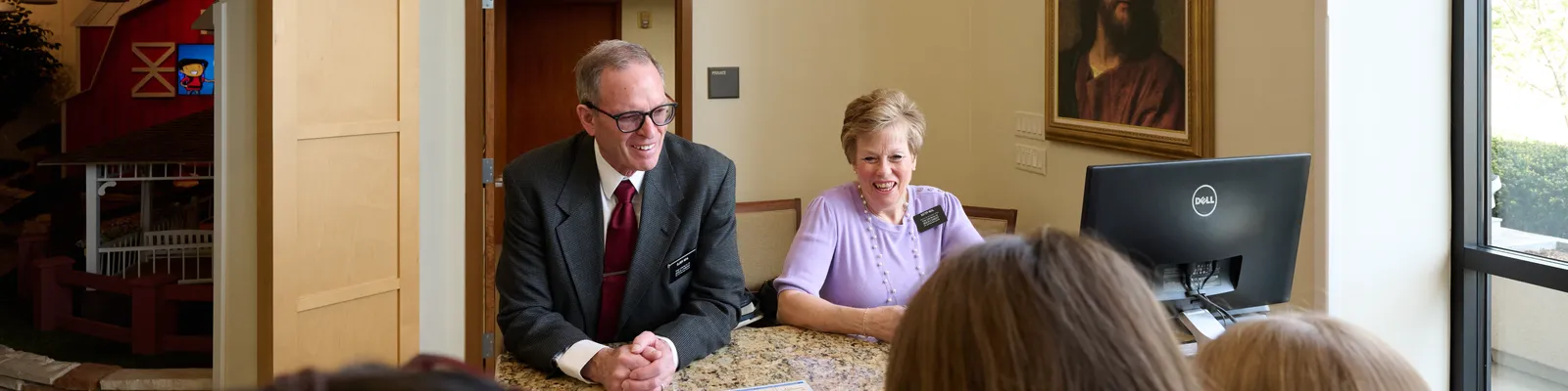 Families explore inside the Independence Visitors' Center.