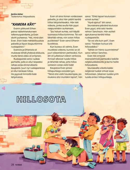 PDF-sivu, jonka kuvassa lapsia keräämässä hillopurkkeja