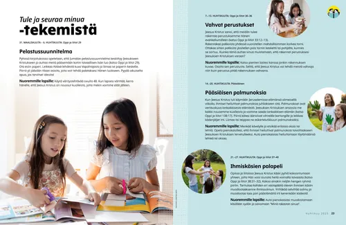 PDF-sivu, jossa kaksi tyttöä pitelee paperisia palmunoksia