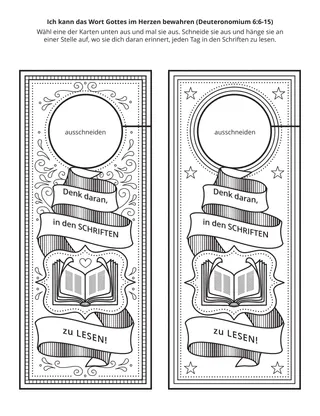 Seite mit der Aktivität für PV-Kinder: Ich kann das Wort Gottes im Herzen bewahren