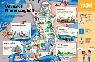 Oldal PDF-változata finnországi térképpel, vadvilággal, sportokkal és történelmi épületekkel