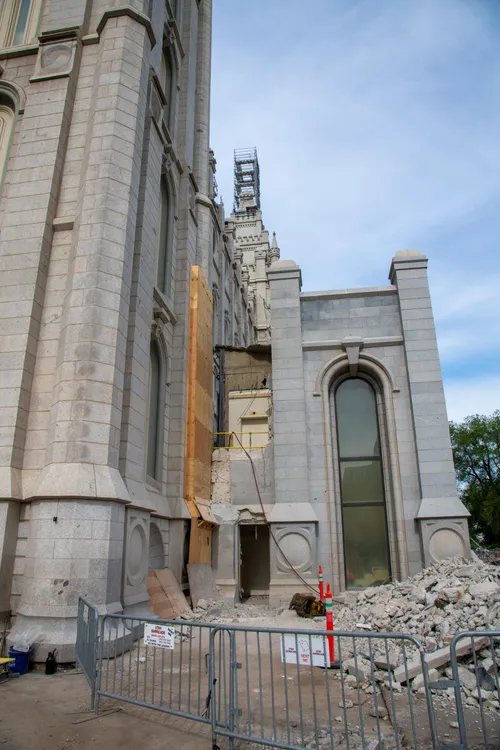Images of construction on the Salt Lake Temple.