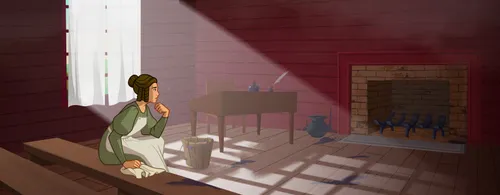 Emma Smith cleaning up after the meeting.