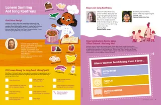 Page PDF with illustration of girl making jambalaya