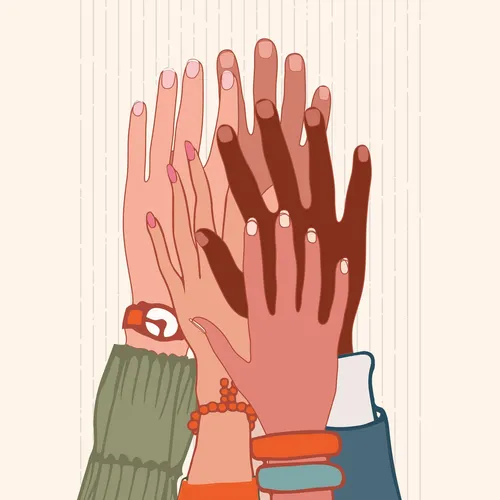 several hands on top of one another