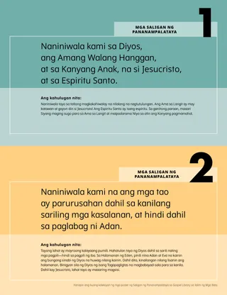 Poster ng Mga Saligan ng Pananampalataya 1-2