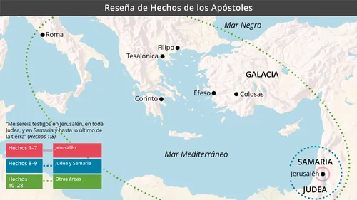 Mapa de lugares en los que enseñaron los apóstoles