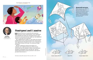 Сторінка у форматі PDF плюс сторінка із завданнями з Писань, де поєднуються повітряні змії із зображеннями причастя, храмового запечатування та хрищення