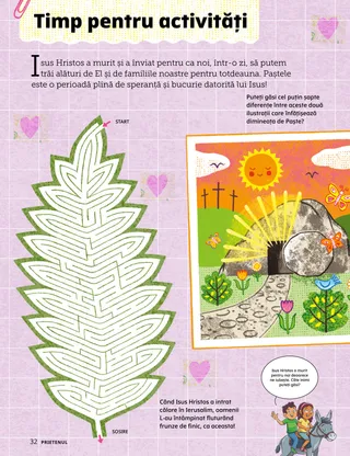 Pagină PDF cu activități de Paște.