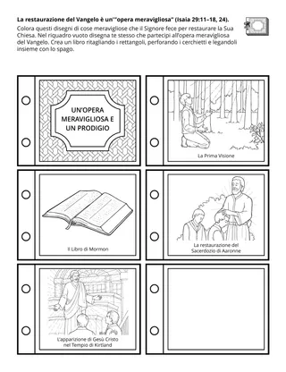 Pagina delle attività della Primaria: La restaurazione del Vangelo è una “meraviglia”