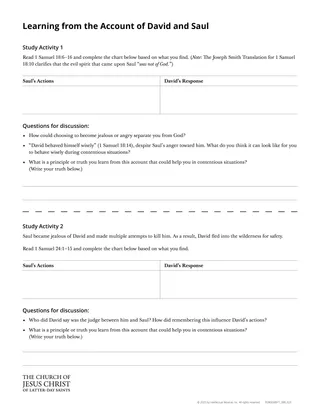 Learning from the Account of David and Saul handout