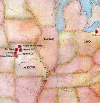 Map of Ohio and Missouri