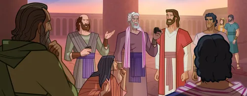 The men ask Jesus how the woman should be punished.