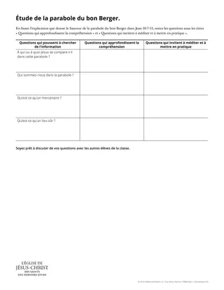 Document « Étude de la parabole du bon Berger »