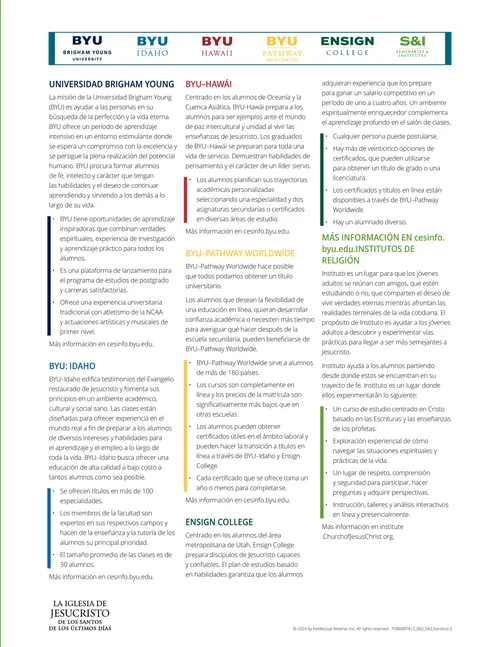 documento que describe las diferentes instituciones educativas de la Iglesia