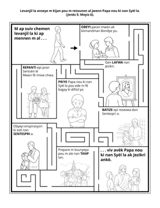 Paj aktivite Primè: Levanjil la anseye m kijan pou m retounen al jwenn Papa nou ki nan Syèl la