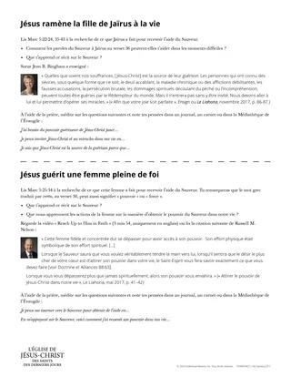 Document à distribuer sur Jésus qui ramène la fille de Jaïrus à la vie